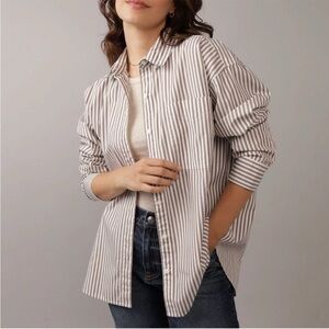 American Eagle Striped Button-Up Shirt